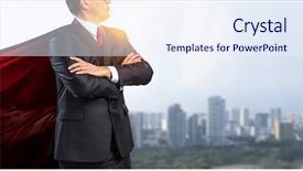  Presentation with media - Colorful presentation design enhanced with mayor - guardiance of your interests mixed backdrop and a sky blue colored foreground