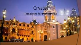  Presentation with inca machu picchu peru view - Amazing PPT theme having mayor - plaza de armas in lima backdrop and a teal colored foreground