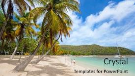  Presentation with white sand - PPT theme featuring mayreau island in st vincent background and a soft green colored foreground