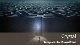  Presentation with business challenge businessman entrance maze - Slide deck with maze - puzzled businessman standing near entrance background and a dark gray colored foreground