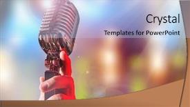  Presentation with microphone - Presentation with mc - retro microphone against colourful background background and a light blue colored foreground