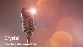  Presentation with microphone - PPT theme enhanced with mc - retro microphone against colourful background background and a coral colored foreground