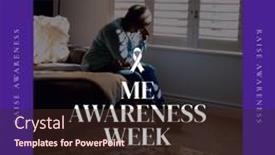  Presentation with disease - Slide set consisting of me-awareness-week-text-over background and a wine colored foreground