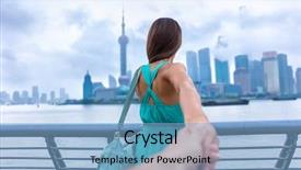  Presentation with china shanghai - Slides enhanced with me couple traveling in shanghai background and a light blue colored foreground