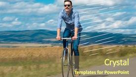  Presentation with cyclist - Amazing slide deck having mead - casual hipster cyclist riding bicycle backdrop and a coral colored foreground