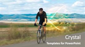  Presentation with magical - Cool new slide set with mead - young cyclist riding bicycle backdrop and a  colored foreground