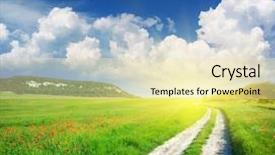  Presentation with nature design - Amazing theme having meadow and deep blue backdrop and a soft green colored foreground