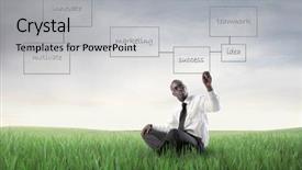  Presentation with business in green - Amazing slides having pretty girl in santa outfit holding gift against blue snow flake pattern design backdrop and a coral colored foreground