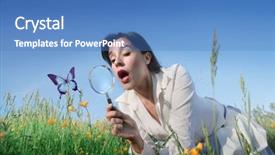  Presentation with for green - Slide deck consisting of meadow and observing a butterfly background and a teal colored foreground