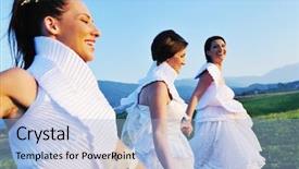  Presentation with bride - Audience pleasing presentation theme consisting of free vwedding - group of bride run backdrop and a light blue colored foreground