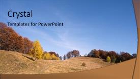  Presentation with mountain road up hill - Slides having meadow autumn landscape with deciduous background and a teal colored foreground