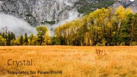  Presentation with autumn morning - Cool new theme with meadow-in-yosemite-national-park backdrop and a gold colored foreground