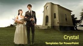  Presentation with married couple - Cool new presentation theme with meadow next to a church backdrop and a tawny brown colored foreground