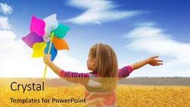  Presentation with toy - Audience pleasing slide set consisting of meadow on sun with wind backdrop and a yellow colored foreground