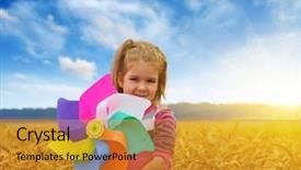  Presentation with windmill - Beautiful presentation theme featuring meadow on sun with wind backdrop and a gold colored foreground