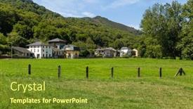  Presentation with pilgrimage - Slides consisting of meadow-trees-and-houses background and a tawny brown colored foreground