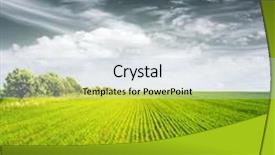  Presentation with grass dark - Beautiful PPT theme featuring meadow with green grass and dark clouds backdrop and a light gray colored foreground