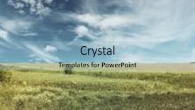  Presentation with herbs blue - Amazing theme having meadow with wild herbs and blue sky with clouds backdrop and a light blue colored foreground