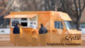  Presentation with food truck - Amazing presentation having meal at food truck cafe backdrop and a  colored foreground