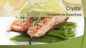  Presentation with salmon - Presentation theme having meal fish - grilled salmon steak with lemon background and a blonde colored foreground