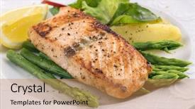  Presentation with salmon grilled fish salmon grilled - Presentation theme with meal fish - grilled salmon with asparagus background and a coral colored foreground