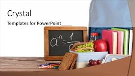  Presentation with school lunch - PPT theme with meal for schoolchild on table background and a white colored foreground