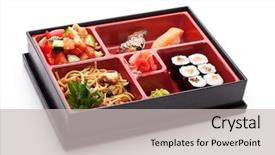  Presentation with japanese kanji - Slides with meal in a box bento background and a light gray colored foreground