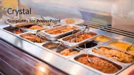  Presentation with catering - Amazing PPT theme having meal in lunch counter backdrop and a coral colored foreground