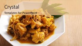  Presentation with turmeric - PPT layouts consisting of meal nusantara - delicious turmeric chichen background and a coral colored foreground