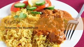  Presentation with maroon - Slide deck with meal-of-kashmiri-lamb-curry background and a gold colored foreground