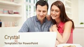  Presentation with meal planning - Cool new PPT layouts with meal planning - couple looking at laptop backdrop and a sky blue colored foreground