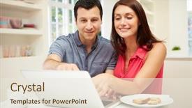  Presentation with meal planning - Presentation theme with meal planning - couple looking at laptop background and a sky blue colored foreground