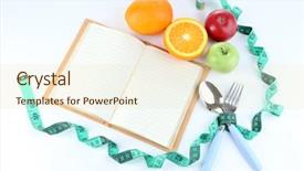  Presentation with meal planning - Presentation design having meal planning - cutlery tied with measuring tape background and a lemonade colored foreground