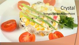  Presentation with meal planning - Beautiful PPT theme featuring meal planning - small portion of food backdrop and a blonde colored foreground