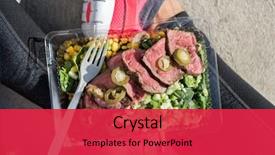  Presentation with lunch box - Presentation design having meal prep fitness lifestyle - woman background and a red colored foreground