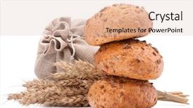  Presentation with bread life - Slide deck with meal sack bread rolls and ears bunch still life isolated on white background cutout background and a lemonade colored foreground
