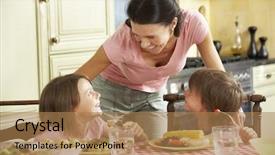  Presentation with anxiety in children - Presentation design consisting of meal to children in kitchen background and a coral colored foreground