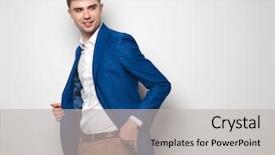  Presentation with mean - Cool new PPT layouts with mean smiling and looking behind backdrop and a light gray colored foreground