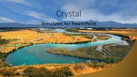  Presentation with bed - Amazing slide deck having meandering-river-bed-of-yellow backdrop and a teal colored foreground