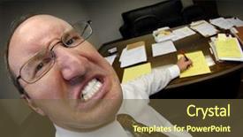  Presentation with mean - Presentation theme consisting of mean looking man in business background and a tawny brown colored foreground