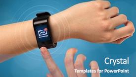  Presentation with female - Slides having means communication - female hand receives new message background and a teal colored foreground