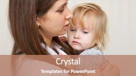  Presentation with happy young student girl holding - PPT theme having measles - mother is holding tight background and a coral colored foreground