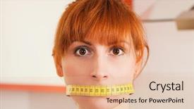  Presentation with tape measure - Slide deck with measure - symbol for eating disorder background and a lemonade colored foreground