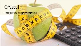  Presentation with tape audio enthusiasts - PPT layouts having measure calculator - apple and tape background and a blonde colored foreground