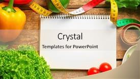  Presentation with healthy food - PPT layouts with measure calculator - empty notebook measuring tape background and a lemonade colored foreground