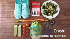  Presentation with diets planning - Amazing PPT layouts having measure calculator - workout and fitness dieting planning backdrop and a tawny brown colored foreground