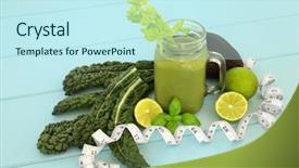  Presentation with celery - Presentation theme featuring measure fresh kale avocados celery background and a cool aqua colored foreground