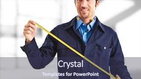  Presentation with geodetic engineering surveying measuring equipment - PPT theme enhanced with gas measurement - portrait of an engineer using background and a tawny brown colored foreground