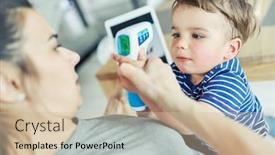  Presentation with fever - Presentation theme having measure-mother-and-child background and a soft green colored foreground