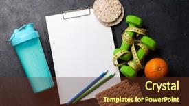  Presentation with healthy drink - Slide set with measure on stone table top background and a tawny brown colored foreground